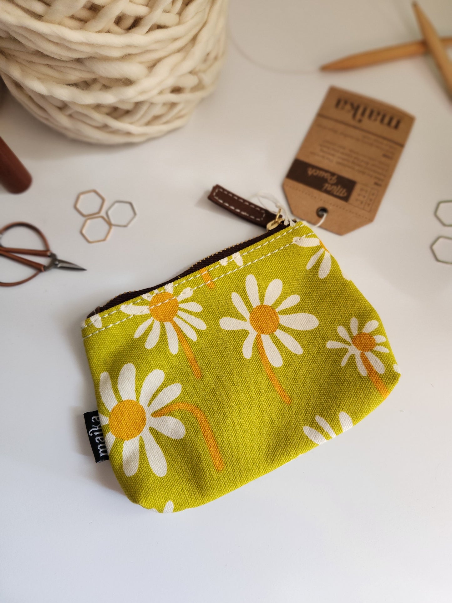 Knitting Project Bag, Small Zipper Pouch, Catalina