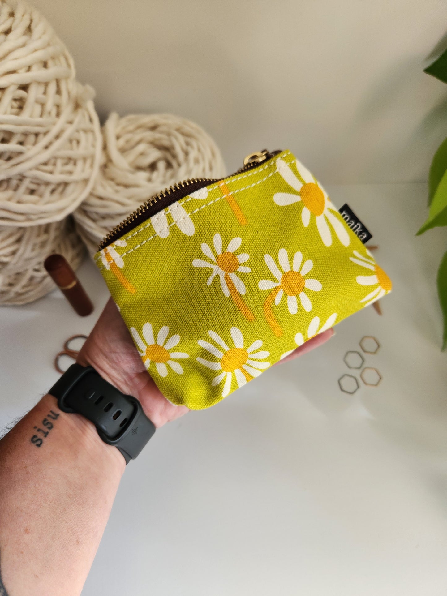 Knitting Project Bag, Small Zipper Pouch, Catalina