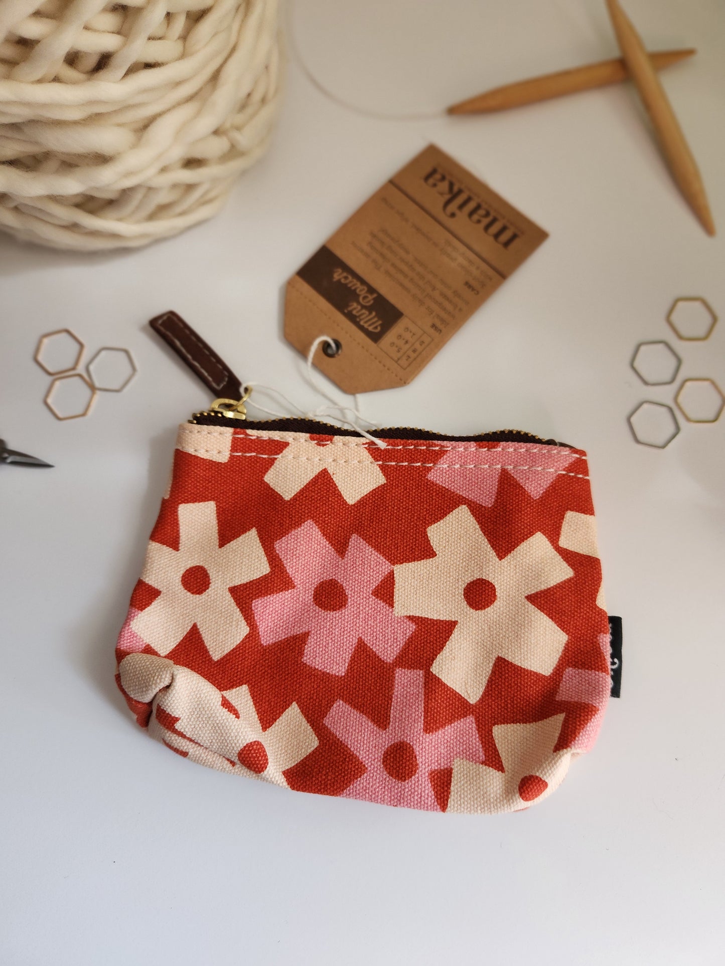 Knitting Project Bag, Small Zipper Pouch, Solvang