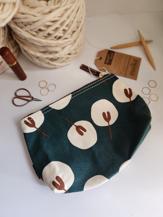 Knitting Project Bag, Medium Zipper Pouch, Tansy