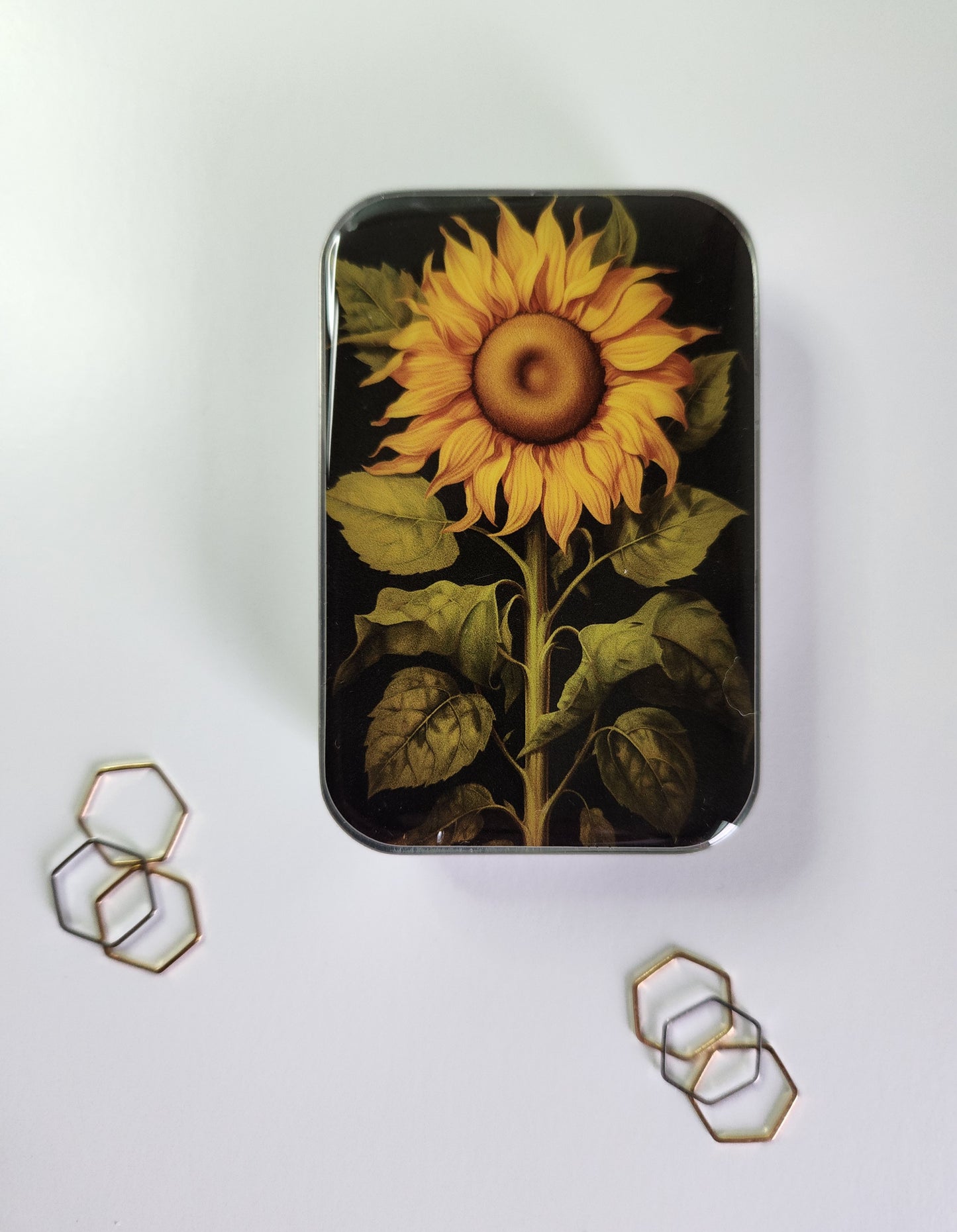 Large Sunflower Notions Tin