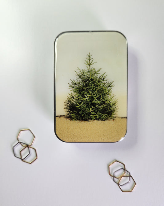 Large Pine Tree Notions Tin