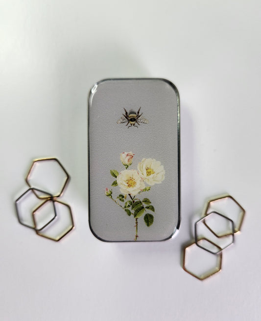 Small Bee And Rose Notions Tin