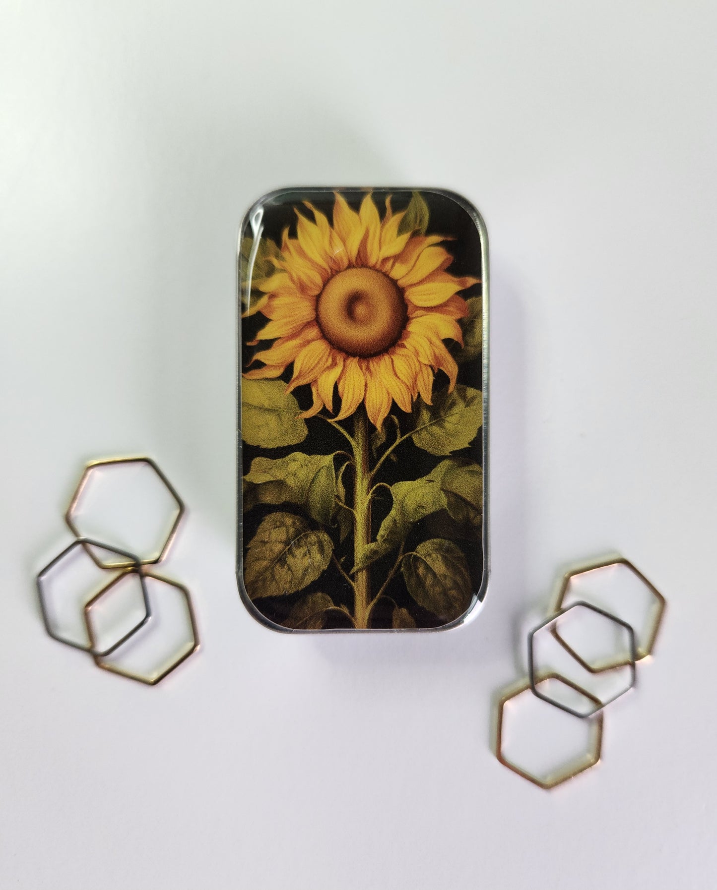 Small Sunflower Notions Tin