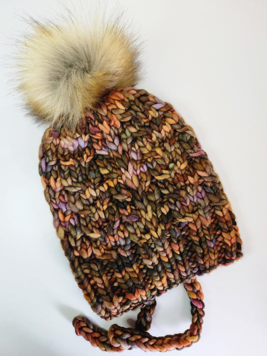 Merino Wool Split Brim Pom Hat