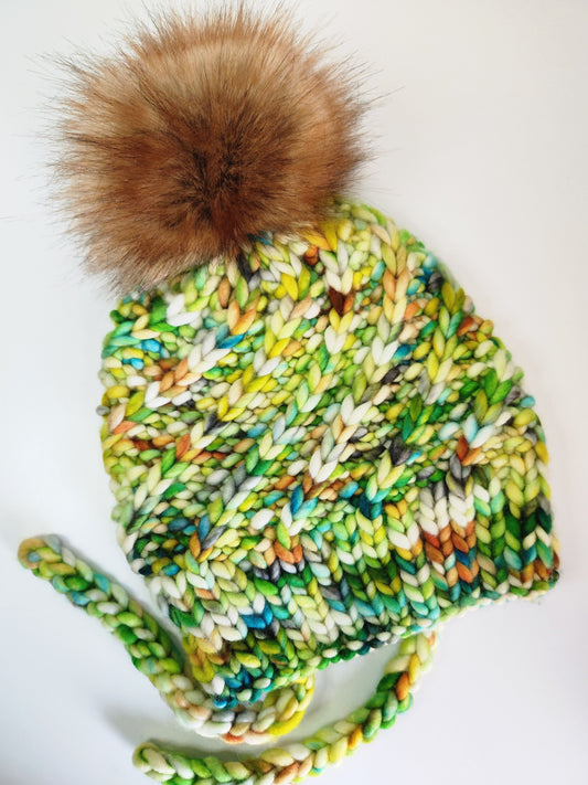 Merino Wool Split Brim Pom Hat