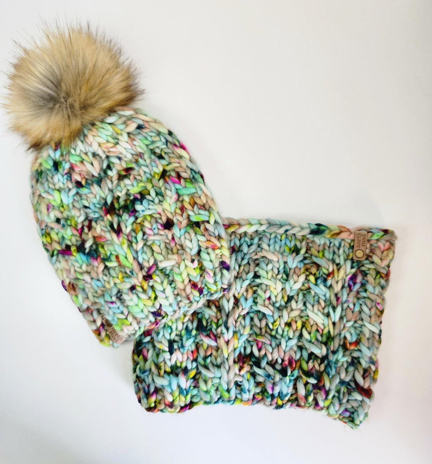 Merino Wool Pom Hat and Cowl Set