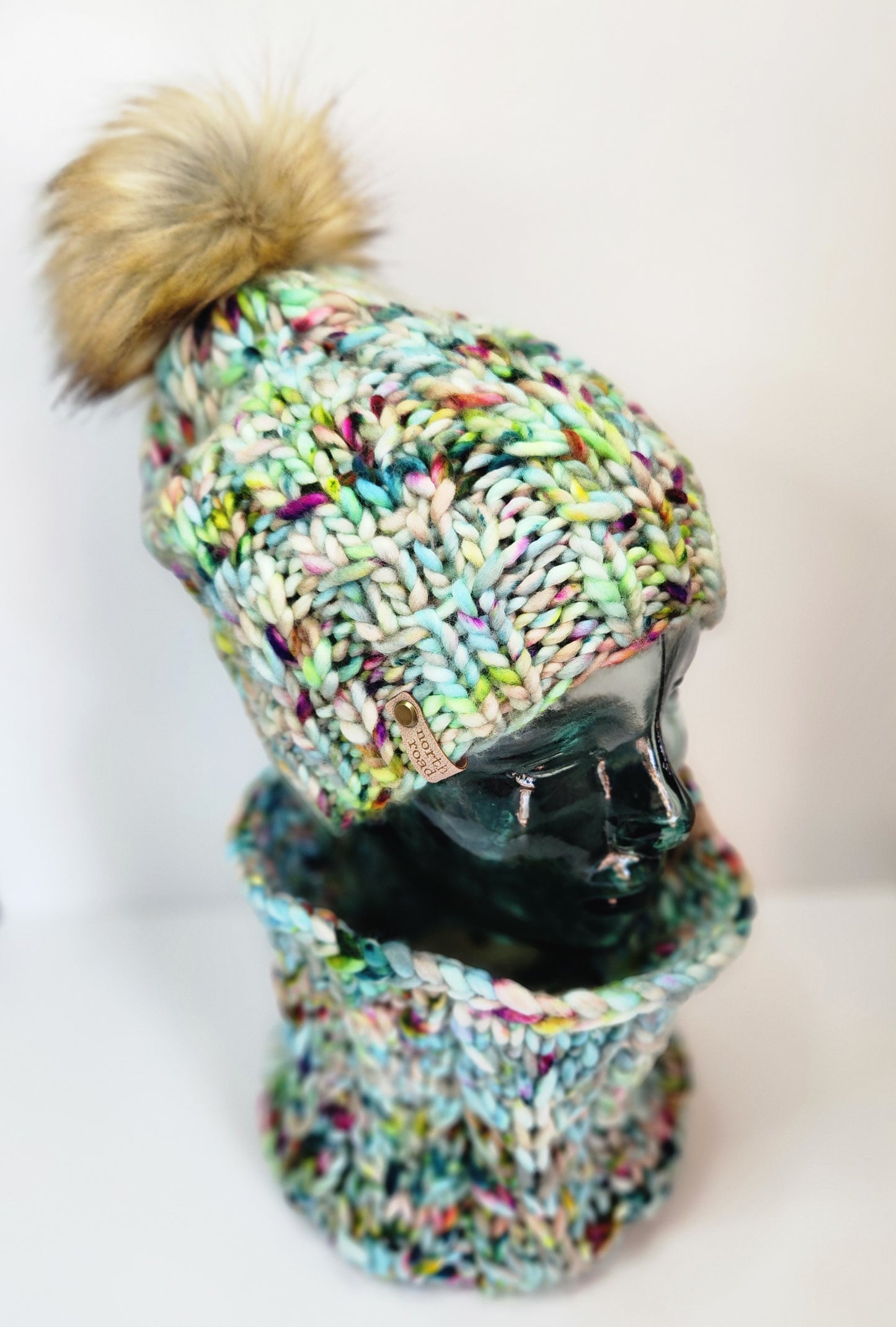 Merino Wool Pom Hat and Cowl Set