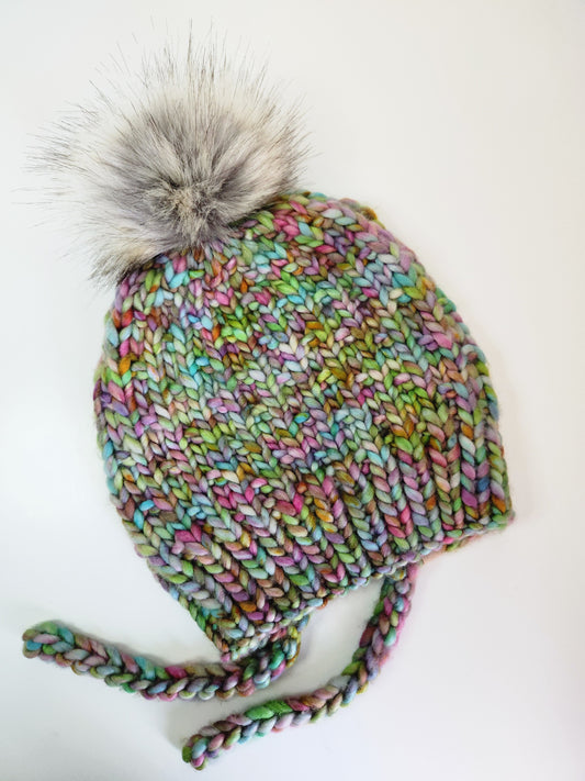 Merino Wool Split Brim Pom Hat