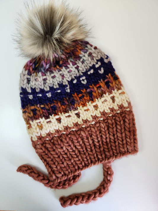 Merino Wool Split Brim Pom Hat