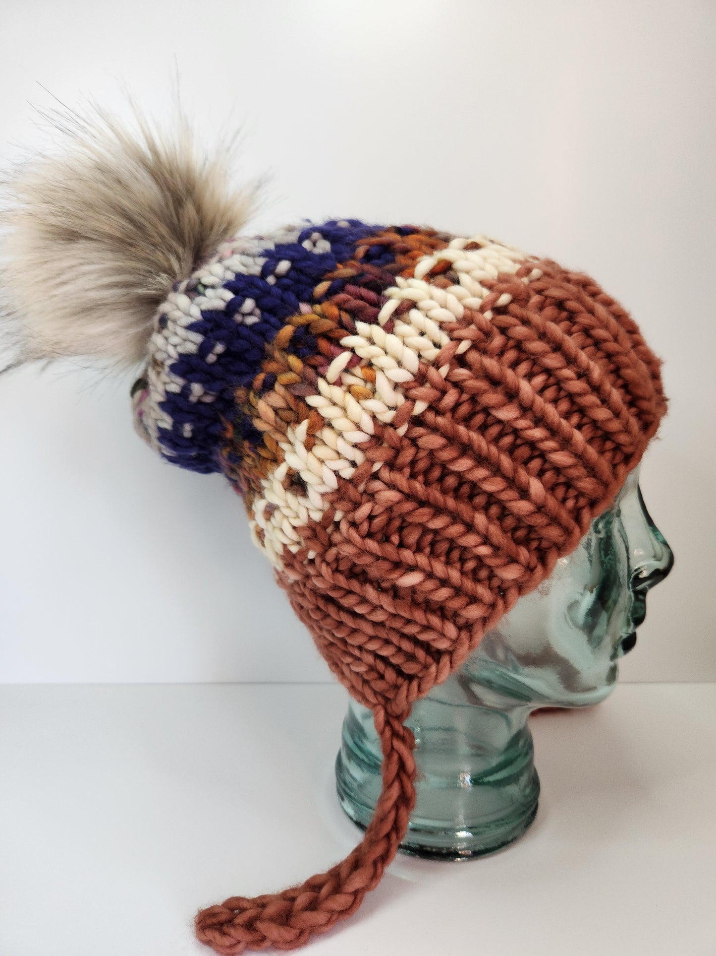 Merino Wool Split Brim Pom Hat