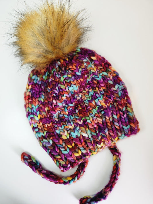 Merino Wool Split Brim Pom Hat