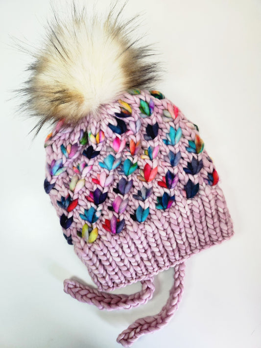 Merino Wool Split Brim Pom Hat