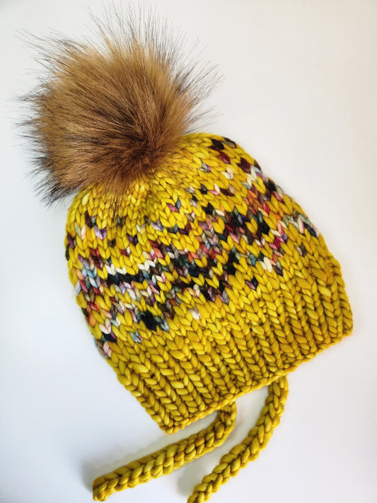 Merino Wool Split Brim Pom Hat