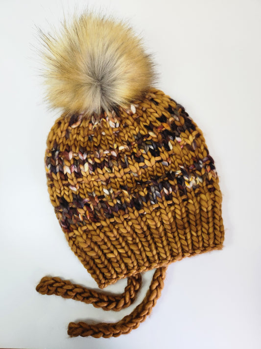 Merino Wool Split Brim Pom Hat