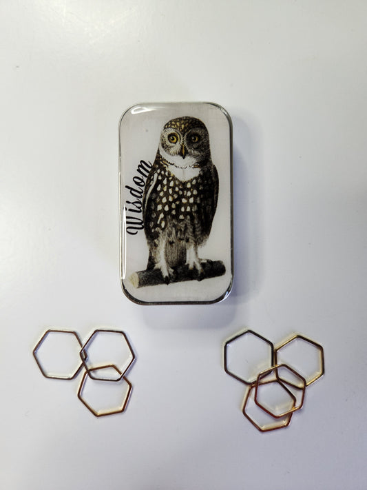 Small Wise Owl Notions Tin