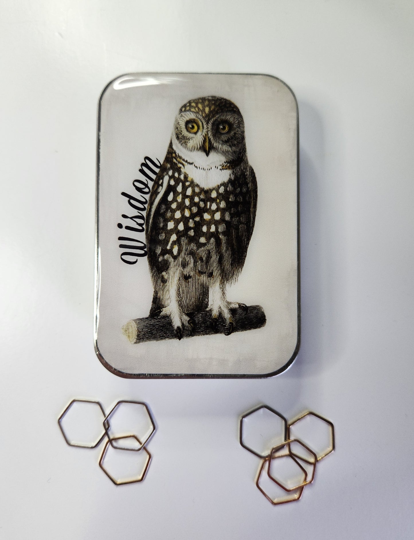 Large Wise Owl Notions Tin