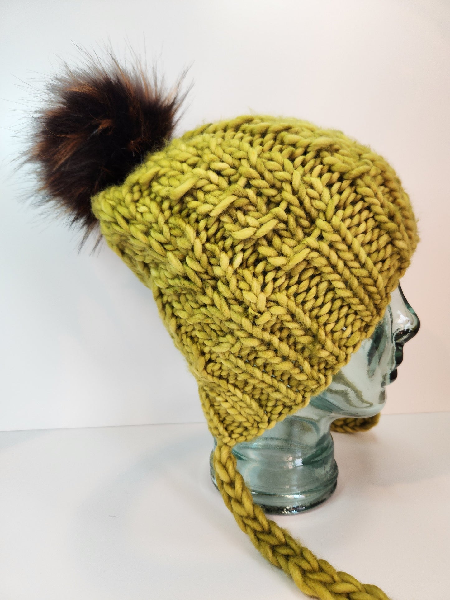 Merino Wool Split Brim Pom Hat