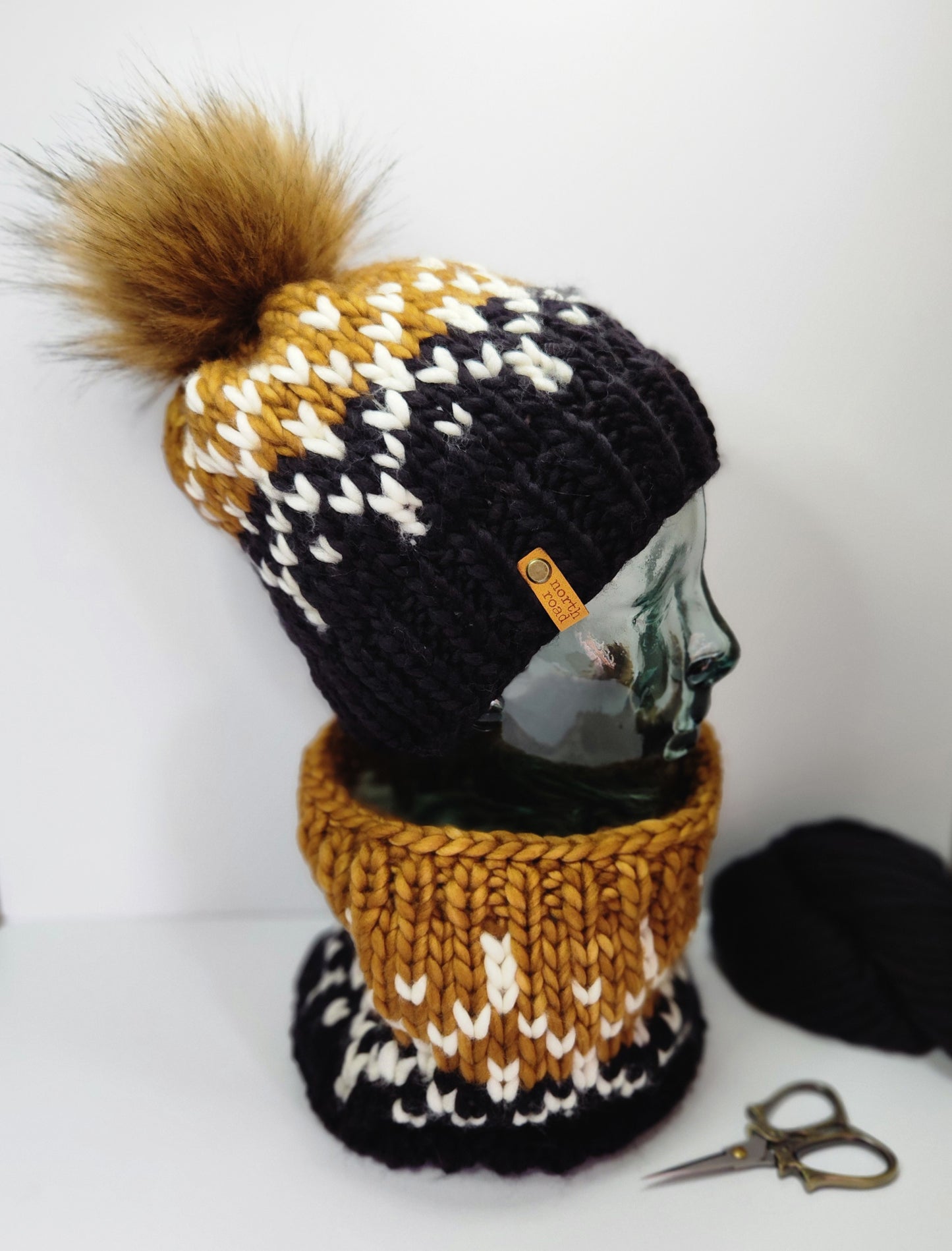 Merino Wool Pom Hat and Cowl Set