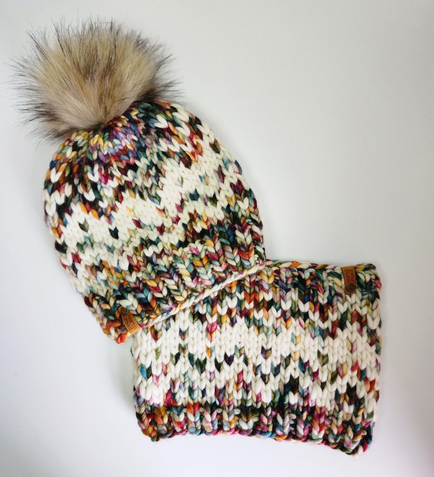 Merino Wool Pom Hat and Cowl Set