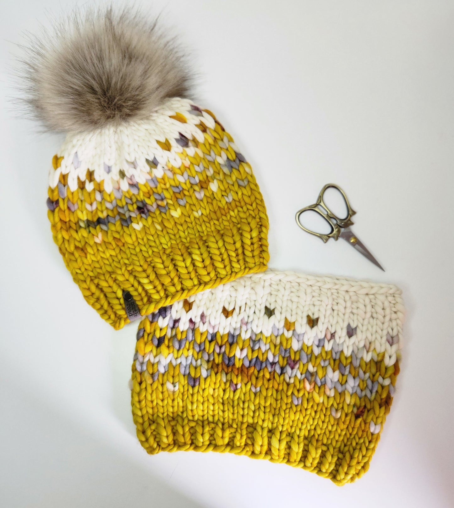 Merino Wool Pom Hat and Cowl Set