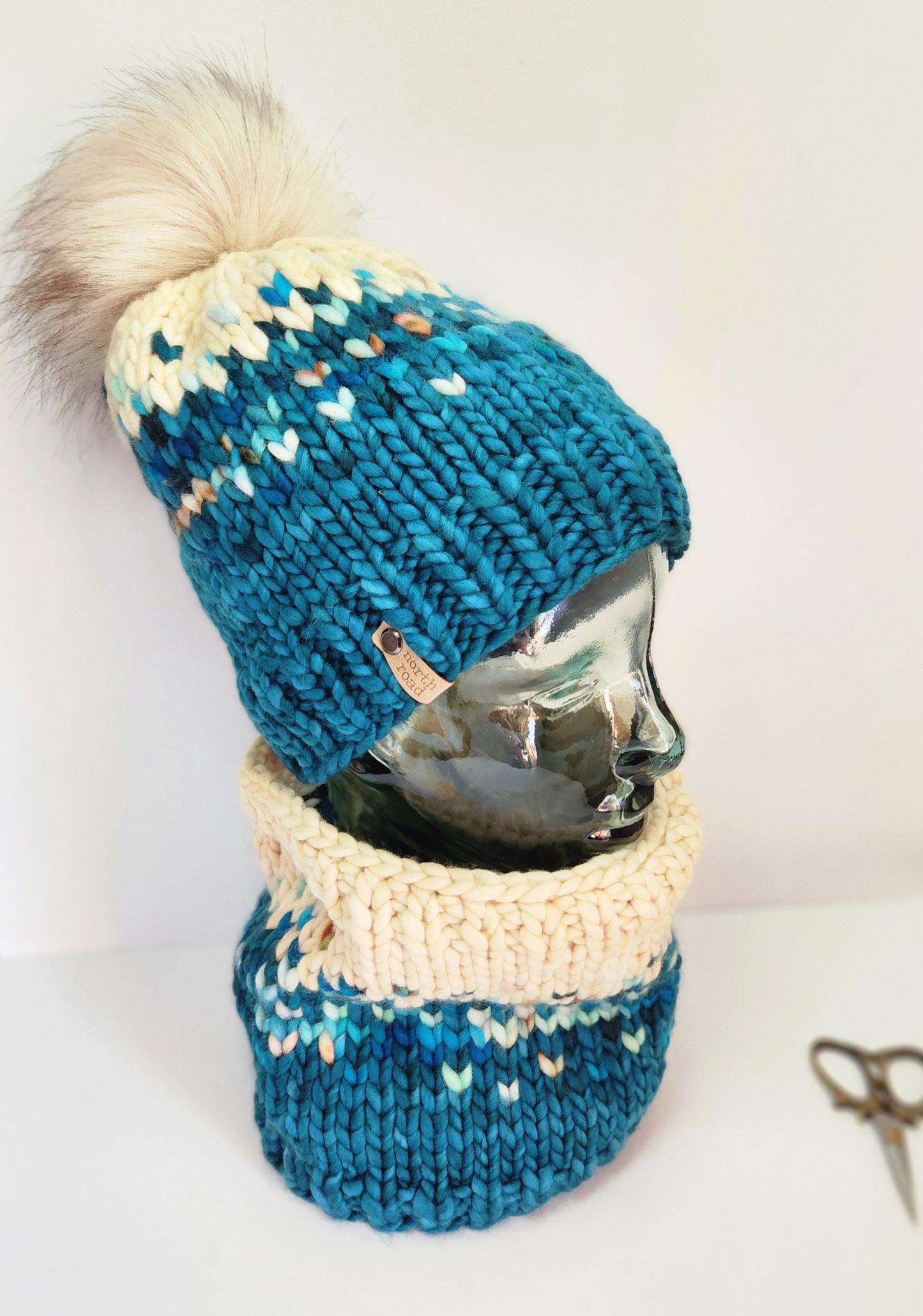 Merino Wool Pom Hat and Cowl Set