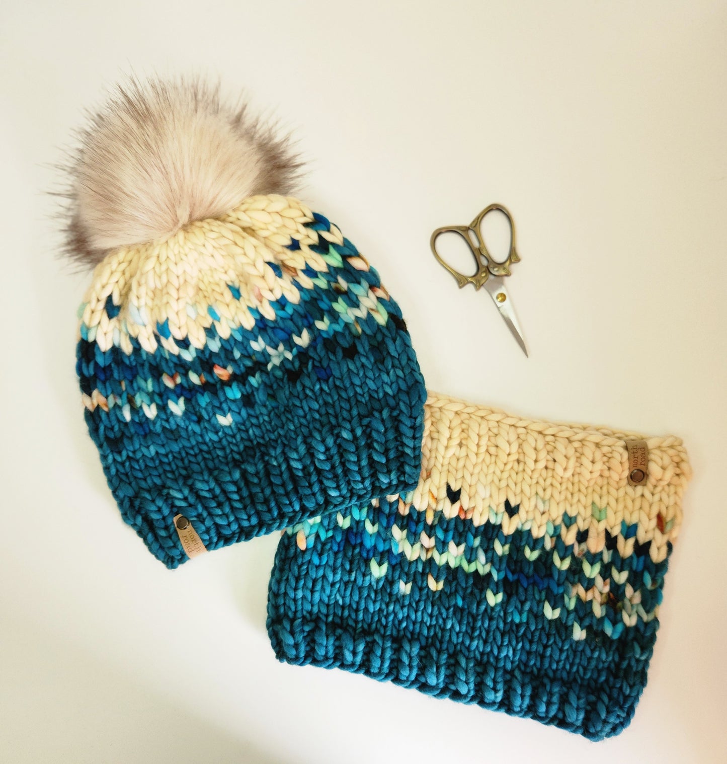 Merino Wool Pom Hat and Cowl Set