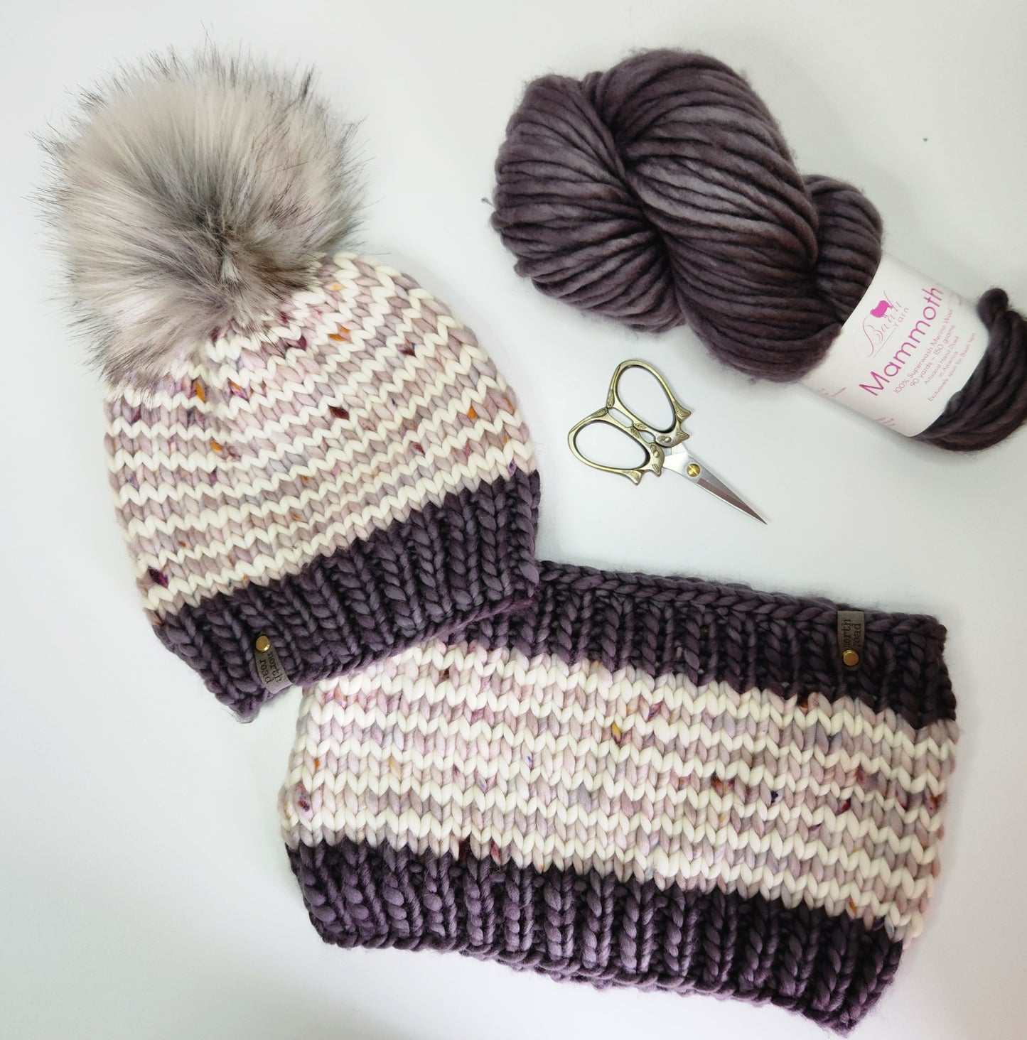 Merino Wool Pom Hat and Cowl Set