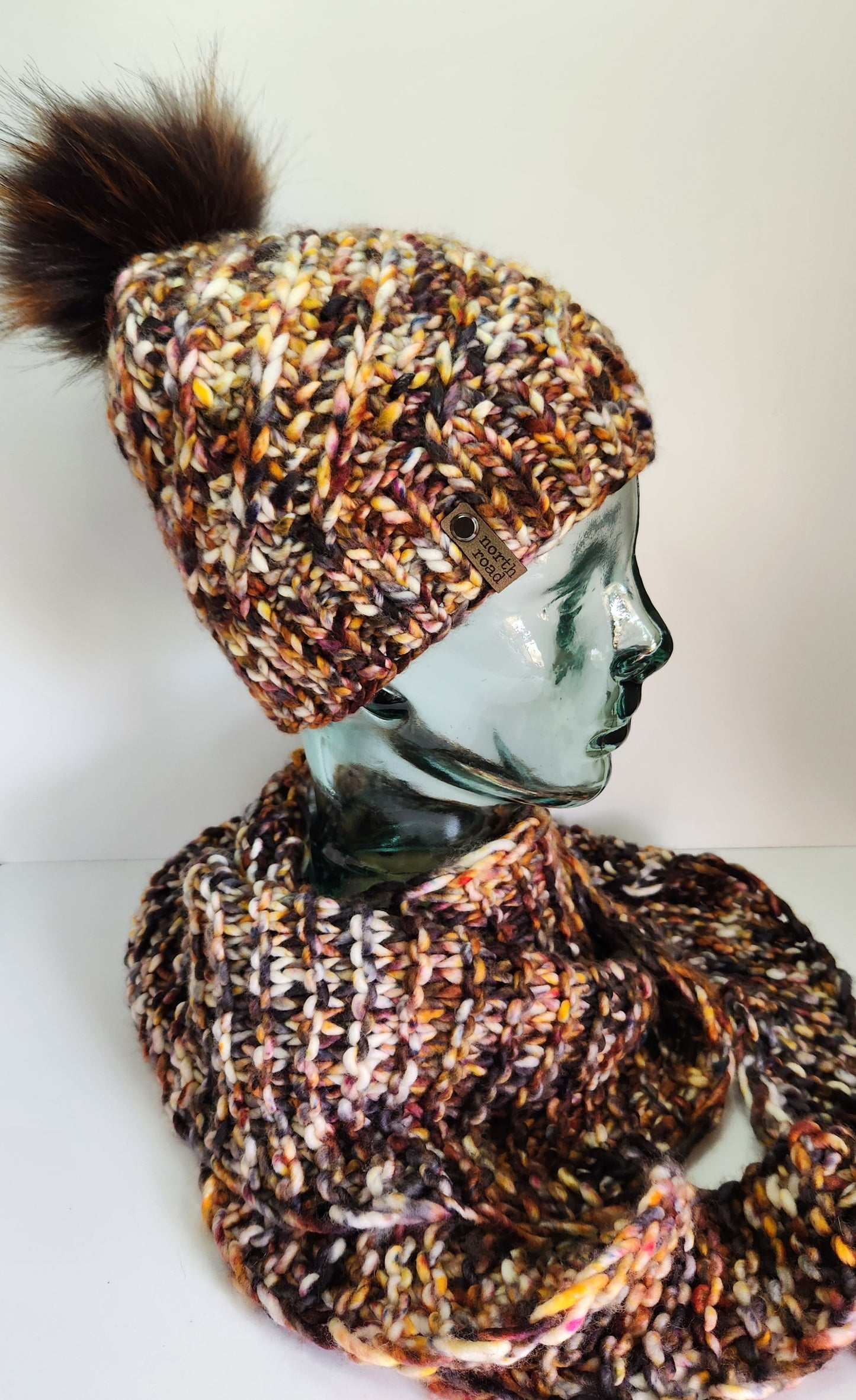 Merino Wool Pom Hat and Shawl Set