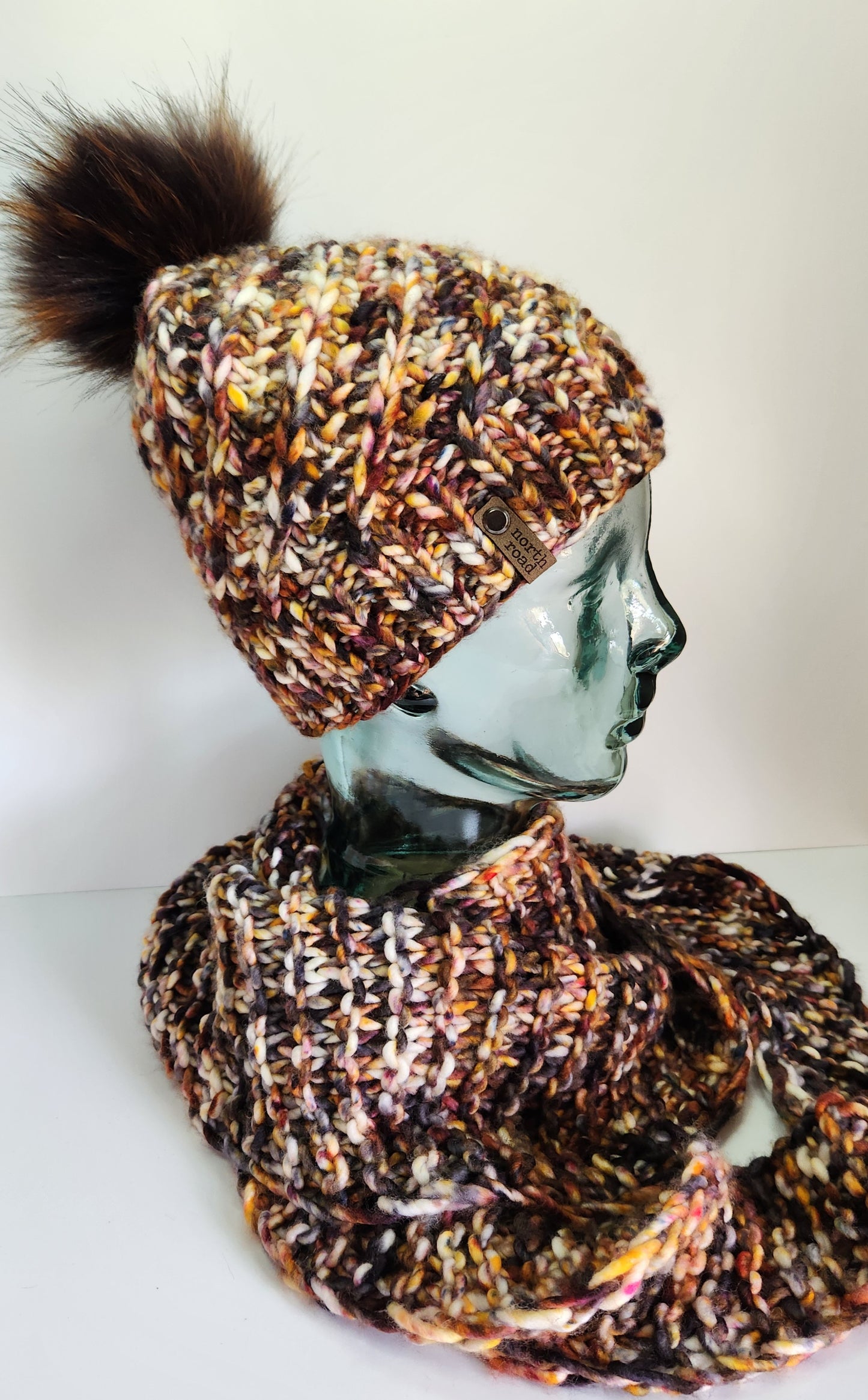 Merino Wool Pom Hat and Shawl Set