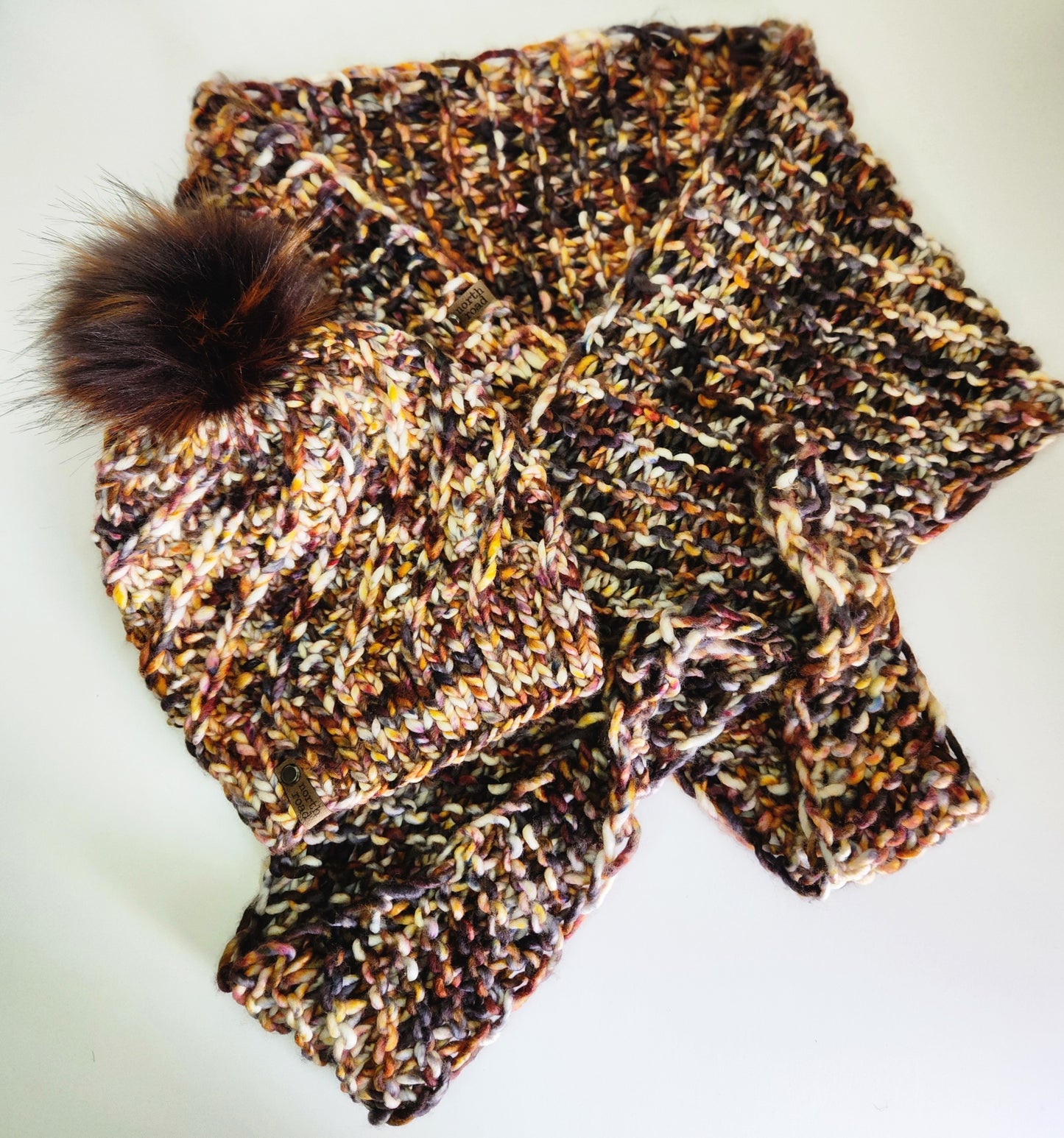 Merino Wool Pom Hat and Shawl Set