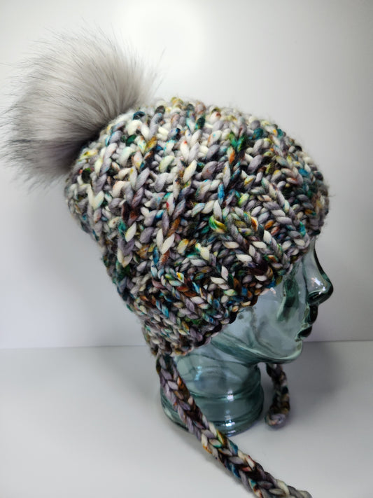 Merino Wool Split Brim Pom Hat