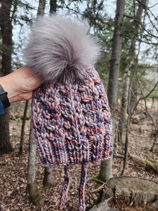 Merino Wool Split Brim Pom Hat