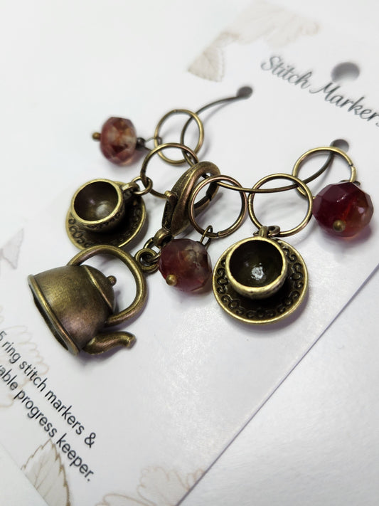 Cozy Winter Stitch Marker Set (Tea Set)