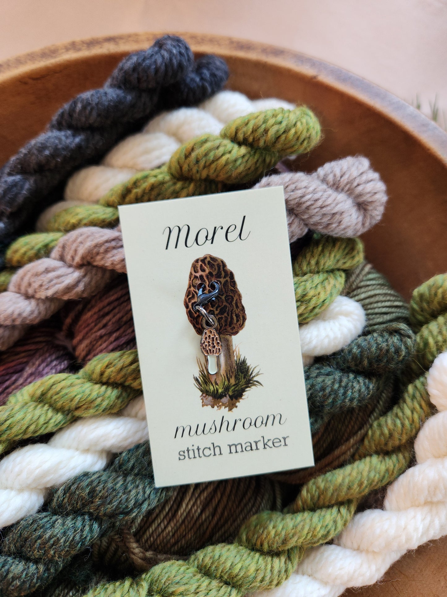 Morel Mushroom Stitch Marker, Removable (Single Stitch Marker)