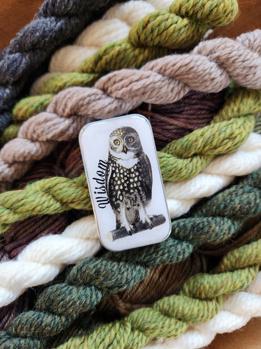 Small Wise Owl Notions Tin