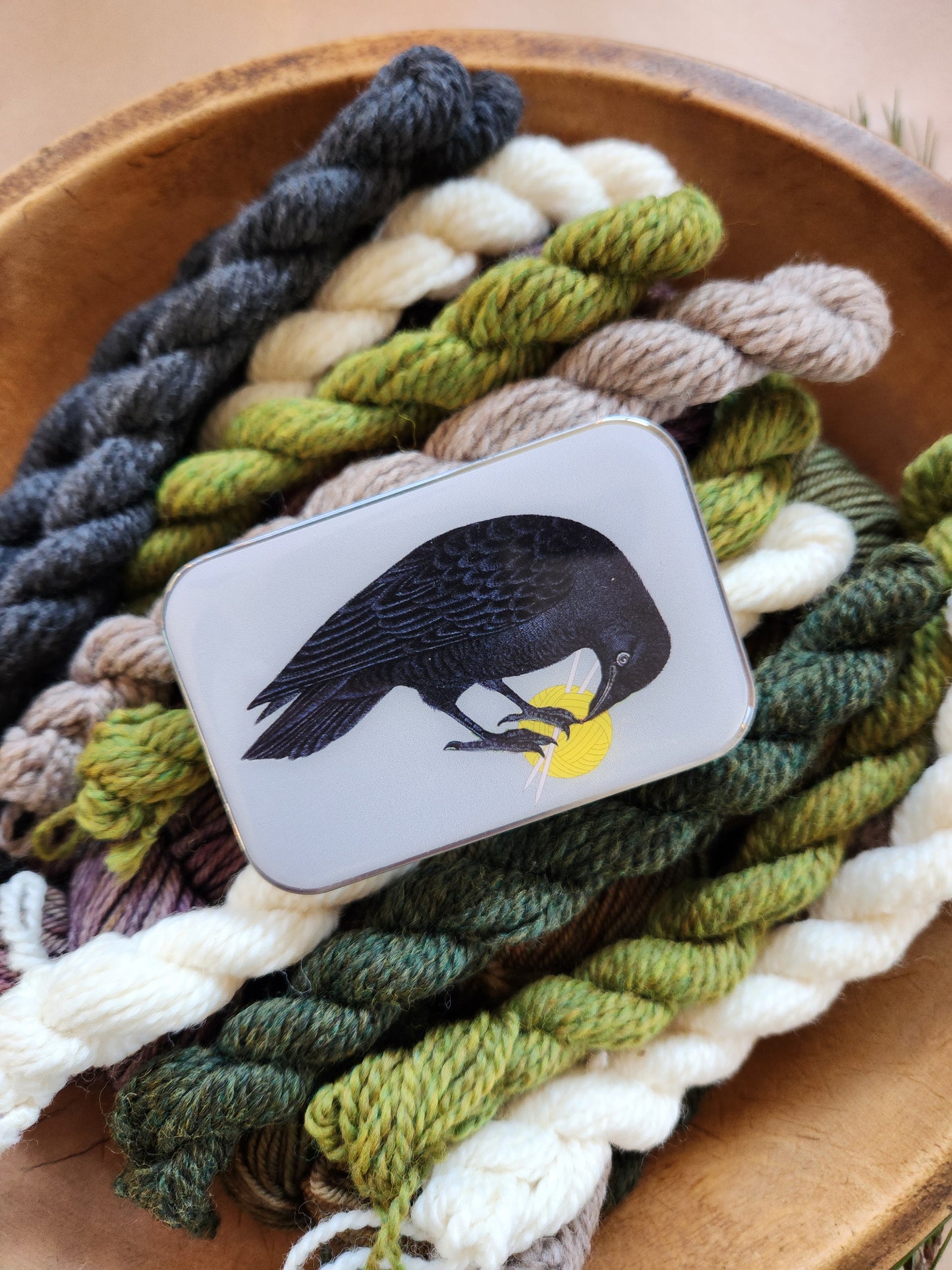 Large Yarn Crow Notions Tin