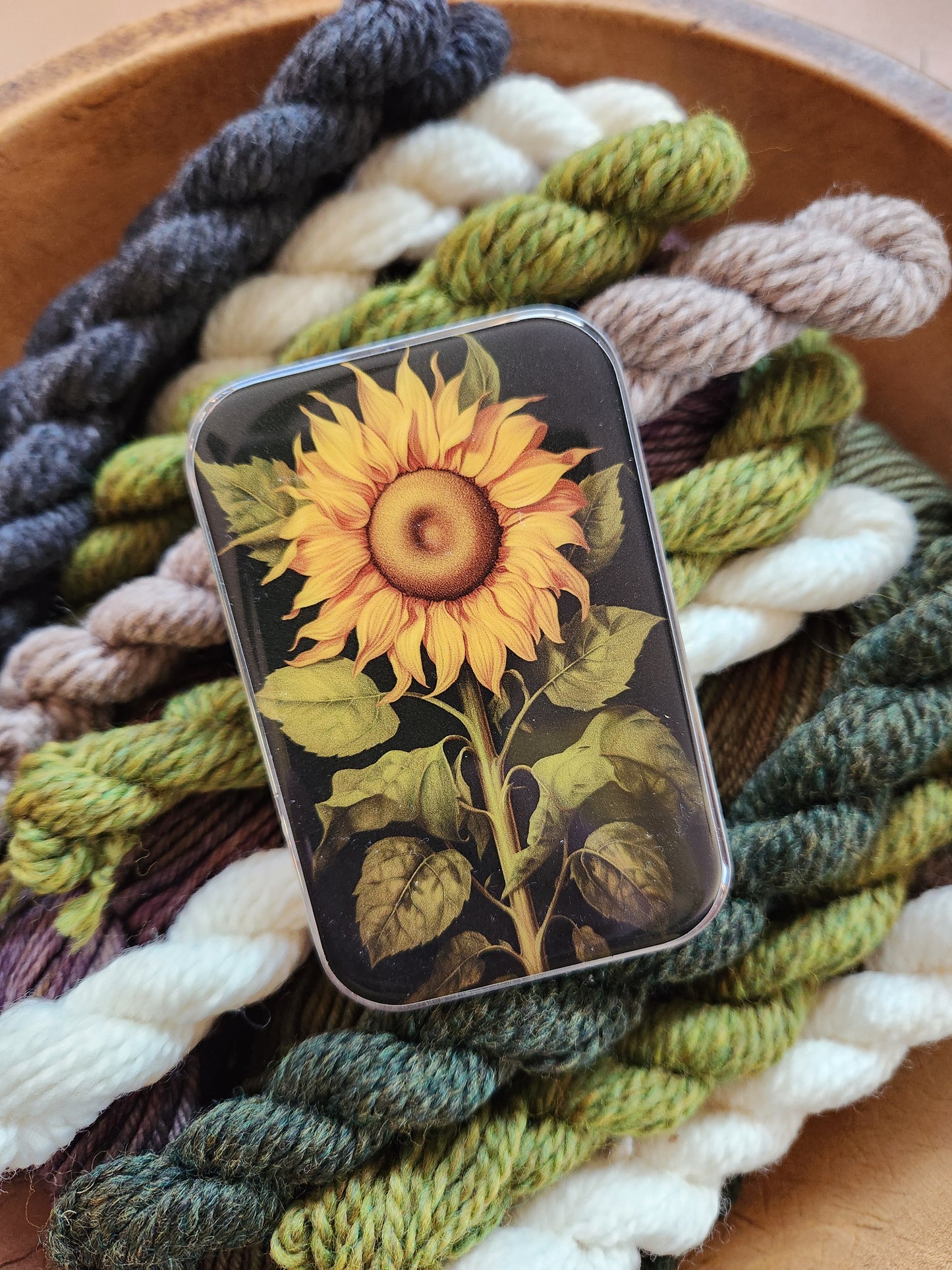 Large Sunflower Notions Tin