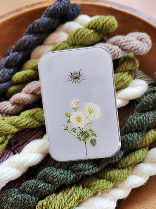 Large Bee And Rose Notions Tin