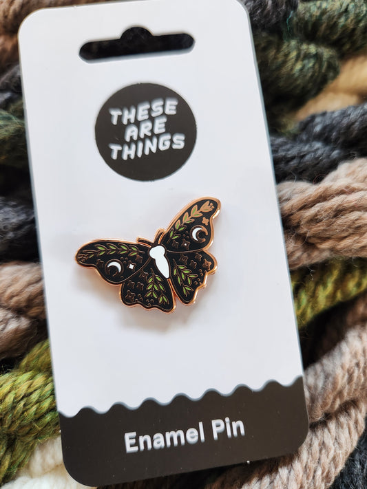 Lunar Floral Moth Enamel Pin