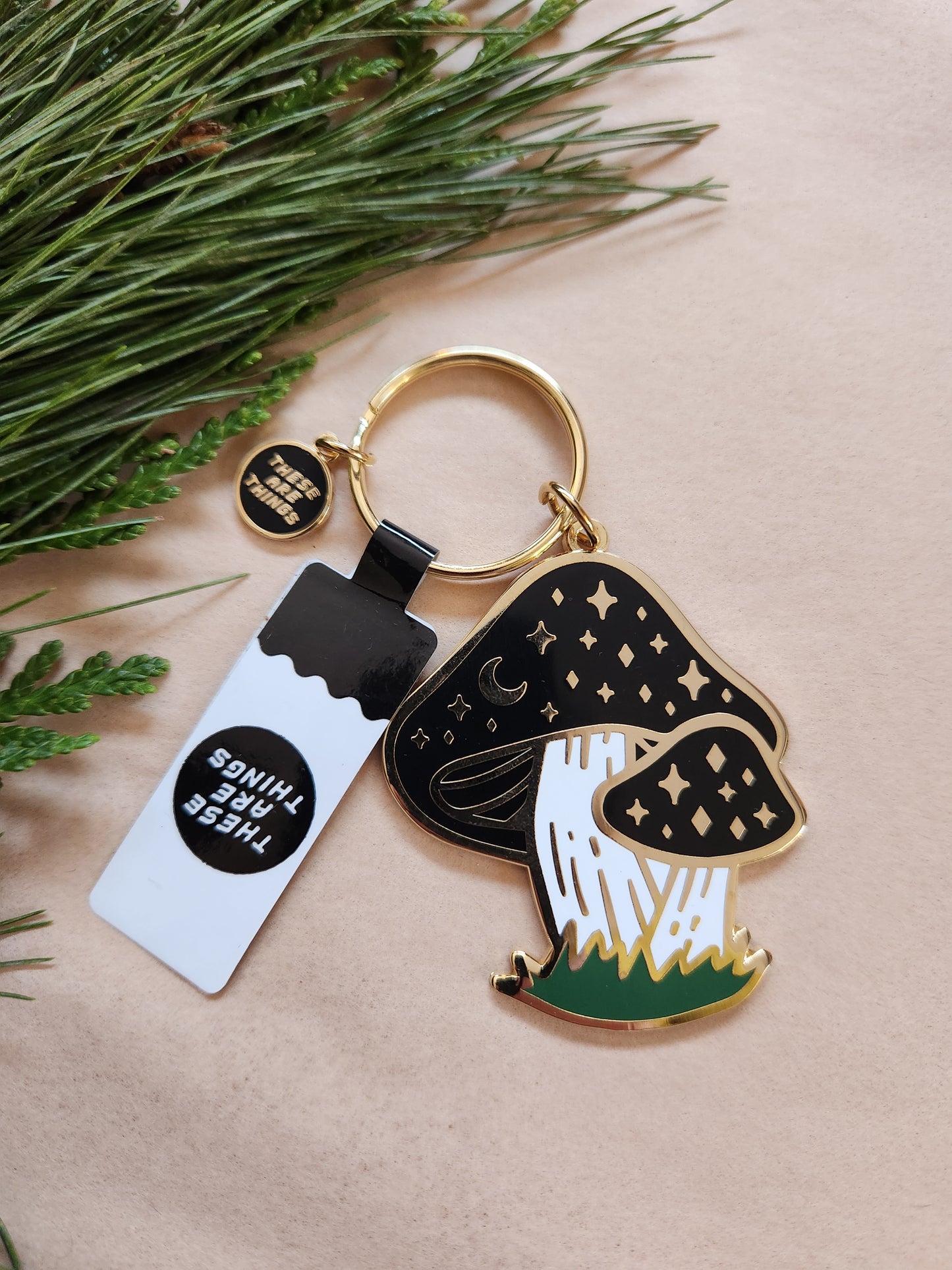 Cosmic Mushroom Enamel Key Chain