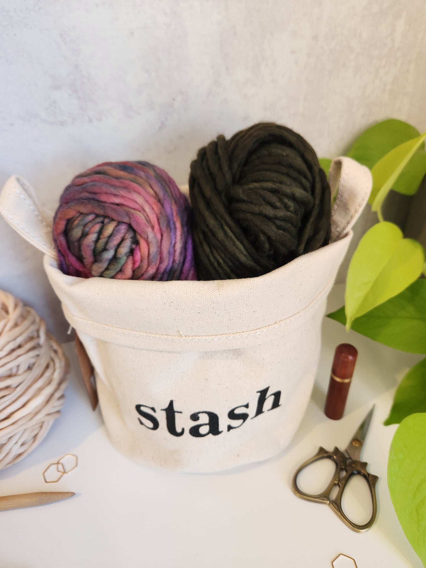 Knitting Project Bag, Medium Stash Bucket