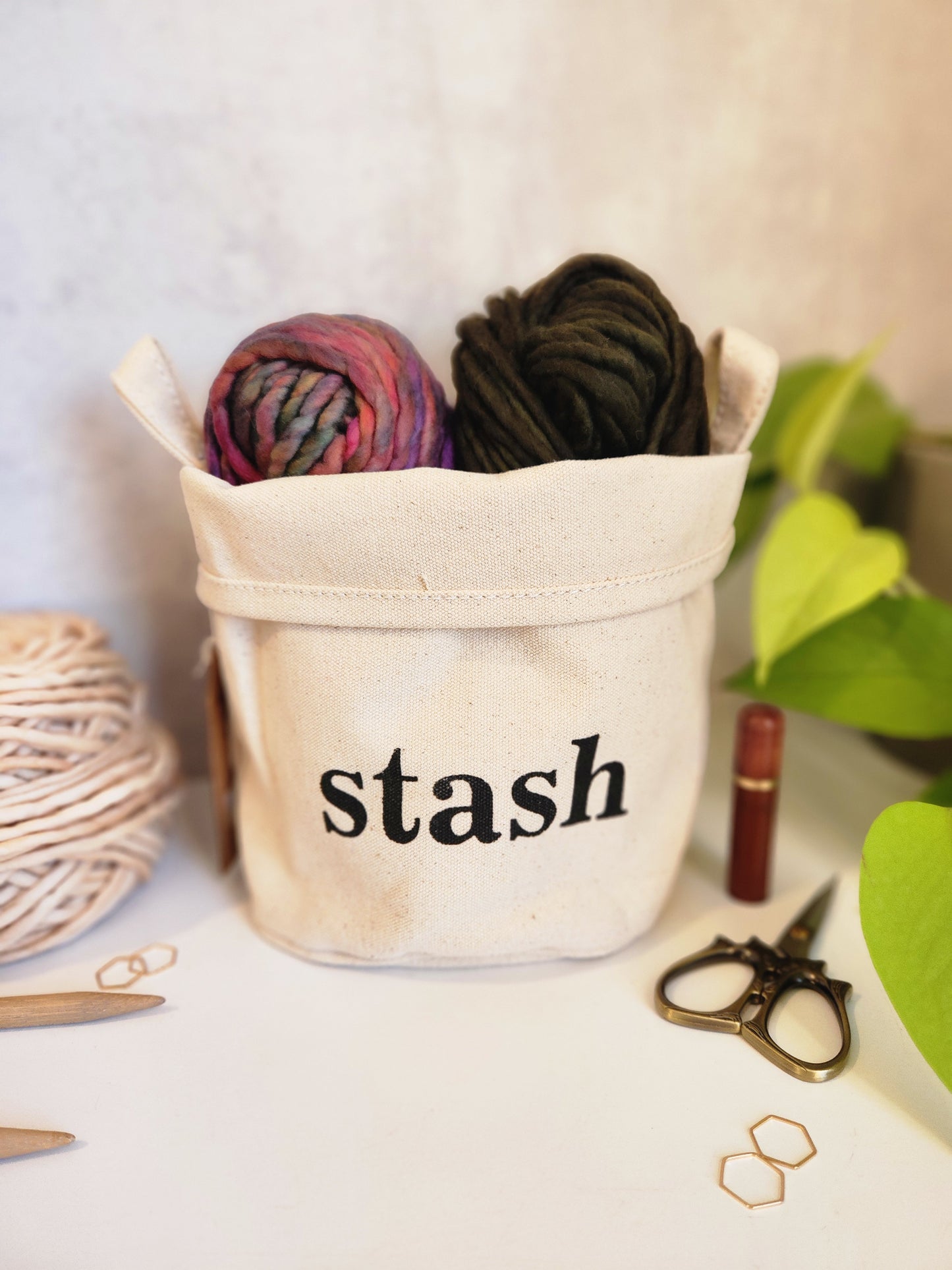 Knitting Project Bag, Medium Stash Bucket