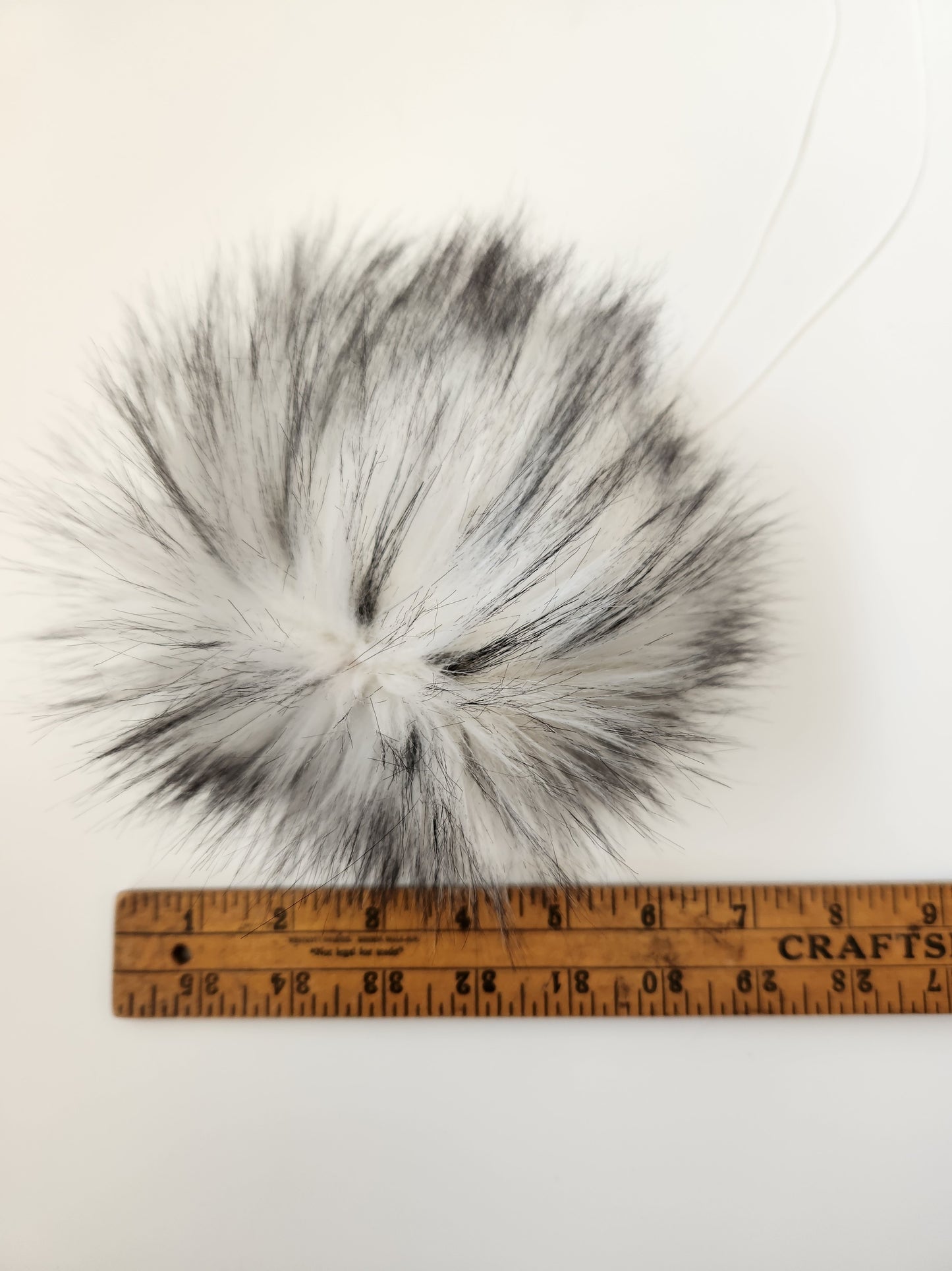 Set of 3 Handmade Faux Fur Pom Poms; Raccoon, Fog, White Wolf