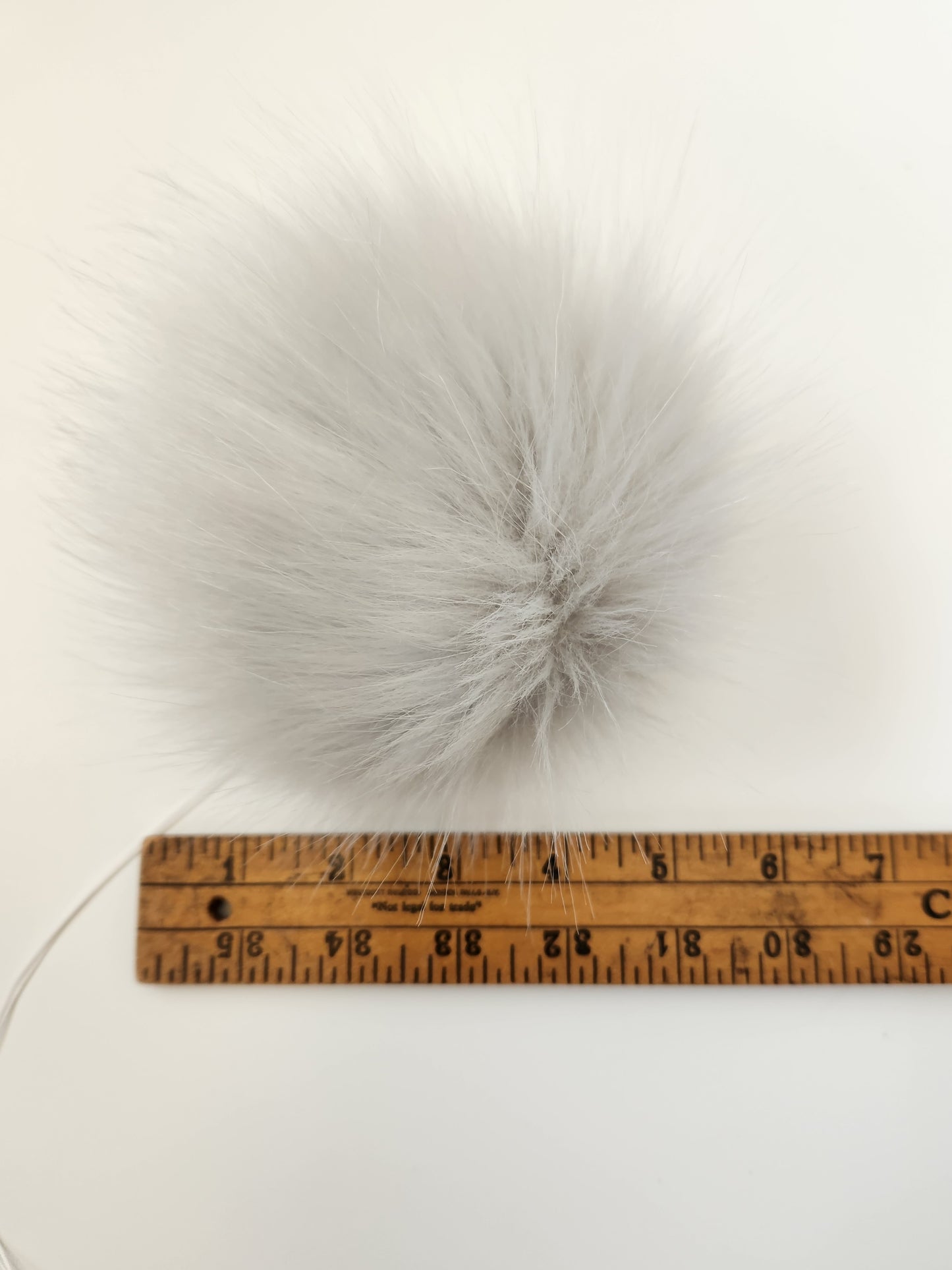 Set of 3 Handmade Faux Fur Pom Poms; Raccoon, Fog, White Wolf