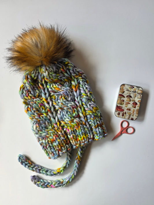 Merino Wool Split Brim Pom Hat
