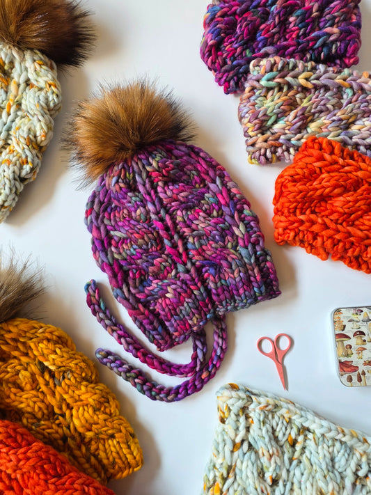 Merino Wool Split Brim Pom Hat