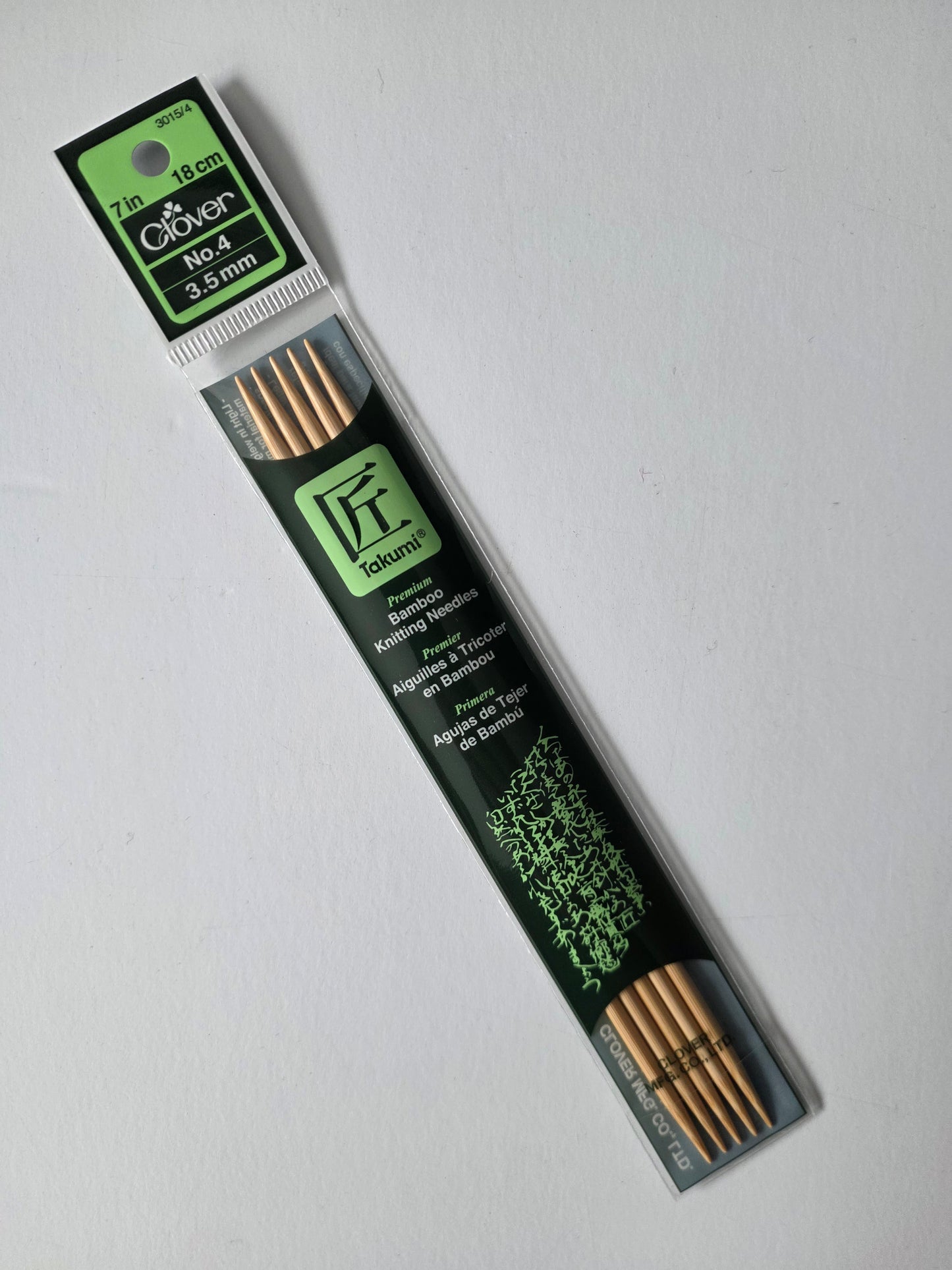 Clover Takumi Bamboo 7" Double Pointed Needles