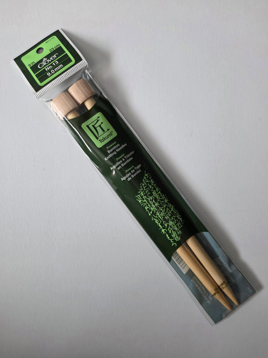 Clover Takumi Bamboo 9" Single Pointed Needles