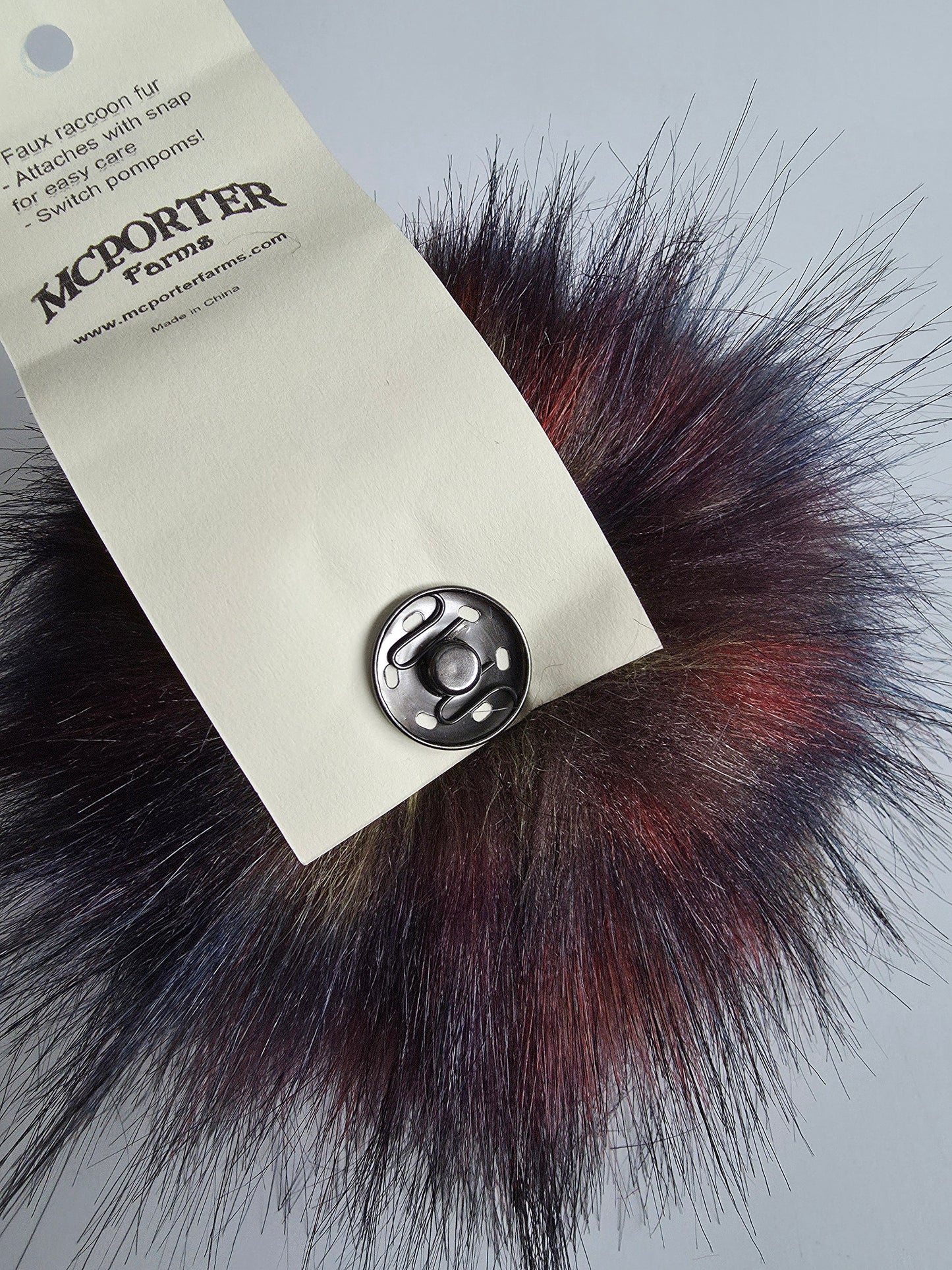 McPorter Farms | Faux Raccoon Fur Pom | 19-Multi
